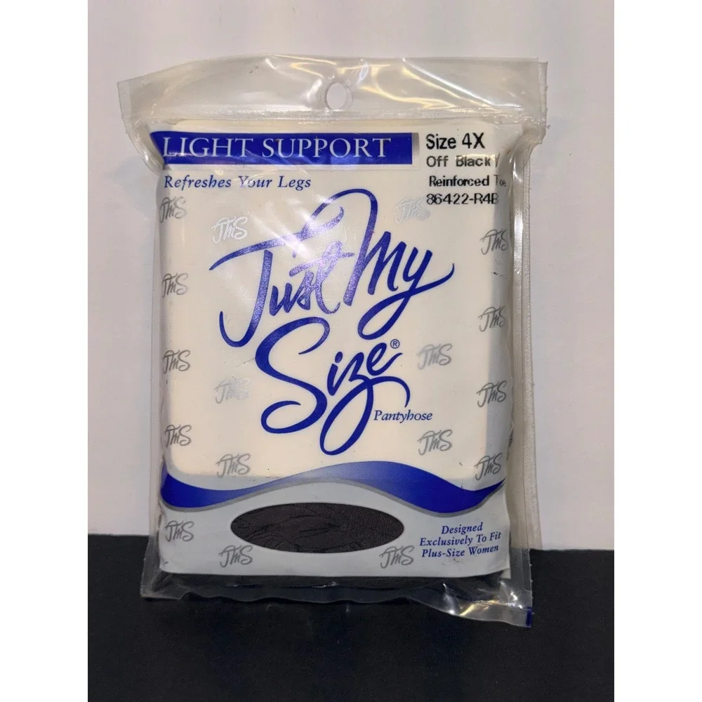 Just My Size Light Support Pantyhose Off Black Size 4X Reinforced Toe
